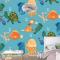Elle Çizilmiş Okyanusları Kurtar Desen Çocuk Odası Duvar Kağıdı 