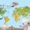 Hayvan Dünya Haritası Çocuk Odası Duvar Kağıdı