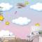 Melodi Temalı Çocuk Odası Duvar Kağıdı  Ile Pastel Gökyüzü Arka Planında Boş Bulutlar