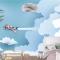 Bulut Üzerinde Uçak Çocuk Odası Duvar Kağıdı 