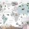 Beyaz Zemin Çocuk Odası Dünya Haritası