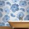 Mavi Çiçek Desenli Vintage Banyo Duvar Kağıdı