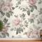 Krem & Pembe Gül Vintage Çiçek Yatak Odası Duvar Kağıdı
