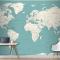 Dünya Haritası Vintage Siyasi Detaylı Duvar Kağıdı