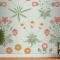 Çiçek Desenli Yeşil Duvar Kağıdı