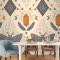 Elle Çizilmiş Boho Geometrik Desen Yemek Odası Duvar Kağıdı