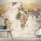Krem Renk Zemin Detaylı Dünya Haritası Duvar Kağıdı