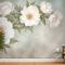Retro Yağlıboya Beyaz Çiçekler Duvar Kağıdı