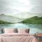 Suluboya Göl Manzarası Yatak Odası Duvar Kağıdı