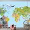 Hayvan Dünya Haritası Çocuk Odası Duvar Kağıdı