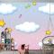 Melodi Temalı Çocuk Odası Duvar Kağıdı  Ile Pastel Gökyüzü Arka Planında Boş Bulutlar