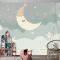 Bulutlar Ay Ve Yıldızlar Çocuk Odası Duvar Kağıdı