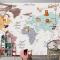 Renkli Kıtalar Öğretici Çocuk Odası Duvar Kağıdı