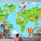 Dünyayı Seyahat Dünya Haritası Çocuk Odası Duvar Kağıdı 