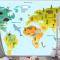 Kıtalar Çocuk Odası Duvar Kağıdı  Olan Çocuklar İçin Komik Karikatür Hayvan Dünya Haritası