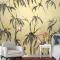 Dokulu Bej Duvar Kağıdı Duvarında Tropik Kuş