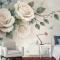 3D Görünümlü Krem Gül Çiçek Duvar Kağıdı