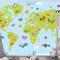 Karikatür Hayvanlı Dünya Haritası Çocuk Odası Duvar Kağıdı