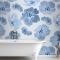 Mavi Çiçek Desenli Vintage Banyo Duvar Kağıdı