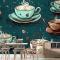 Çay Fincanlarının Desenleri Cafe Duvar Kağıdı