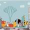 Vahşi Hayvanların Sevimli Grubu Çocuk Odası Duvar Kağıdı