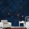 Koyu Lacivert Şakayık Çiçek Çizim Sanat Duvar Kağıdı 