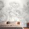 Gri Büyük Resimli Güller Yatak Odası Duvar Kağıdı