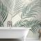 Yeşil Palmiye Yaprağı Mürekkep Tropikal Banyo Duvar Kağıdı
