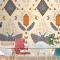 Elle Çizilmiş Boho Geometrik Desen Yemek Odası Duvar Kağıdı