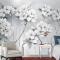 Suluboya Resim Beyaz Çiçekler Duvar Kağıdı 