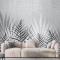 Siyah Beyaz Ince Yapraklar Duvar Kağıdı