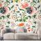 Vintage Çiçek Desenli Arka Plan Oturma Odası Duvar Kağıdı 