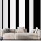 Beyaz Siyah Çizgili Desen Tasarım Duvar Kağıdı