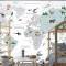 Beyaz Zemin Çocuk Odası Dünya Haritası