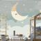 Bulutlar Ay Ve Yıldızlar Çocuk Odası Duvar Kağıdı