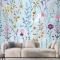 Renkli Çiçekler Mavi Duvar Kağıdı 