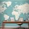 Dünya Haritası Vintage Siyasi Detaylı Duvar Kağıdı
