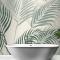Yeşil Palmiye Yaprağı Mürekkep Tropikal Banyo Duvar Kağıdı