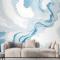 Mermer Tarzı Mavi Fırça Boya Sanatı Duvar Kağıdı 
