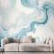 Mermer Tarzı Mavi Fırça Boya Sanatı Duvar Kağıdı 