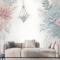 Pembe Mavi Yumuşak Çiçek Duvar Kağıdı 