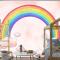 Gökkuşağı Bulutlu Suluboya Tarzı Çocuk Odası Duvar Kağıdı