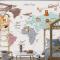 Renkli Kıtalar Öğretici Çocuk Odası Duvar Kağıdı