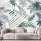 Vintage Tropikal Yaprak Desenli Duvar Kağıdı 