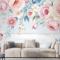 Vintage Suluboya Pembe Çiçekler Duvar Kağıdı