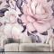 Suluboya Pembe Çiçek Desenli Duvar Kağıdı