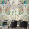 Suluboya Tavus Kuşu Ve Çiçek Yemek Odası Duvar Kağıdı