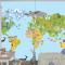 Hayvan Dünya Haritası Çocuk Odası Duvar Kağıdı