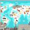 Hayvanlarla Dünya Haritası Dünya Keşfi Komik Çocuklar Coğrafya Çocuk Odası Duvar Kağıdı