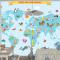 Karikatür Hayvanlı Dünya Haritası Çocuk Odası Duvar Kağıdı